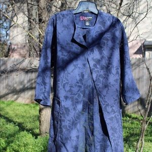 Long dark blue duster